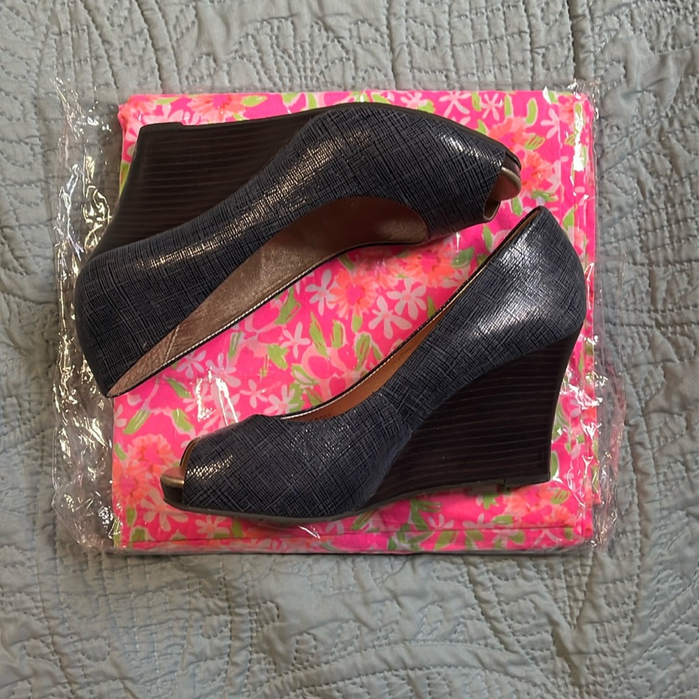 LP navy wedges